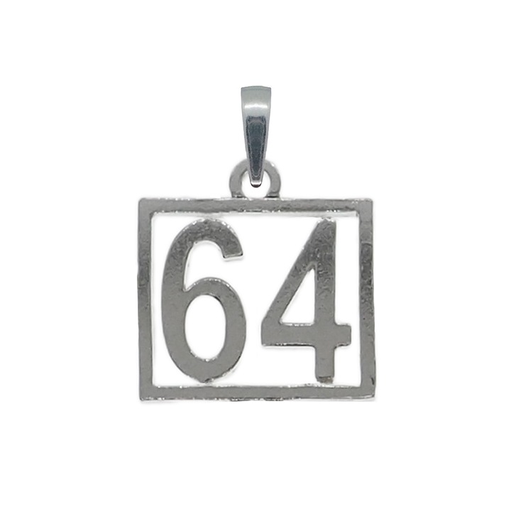 Pandantiv argint Cifra 64 numar norocos cifre aniversare 10256_4275 Dras 64 Argintiu