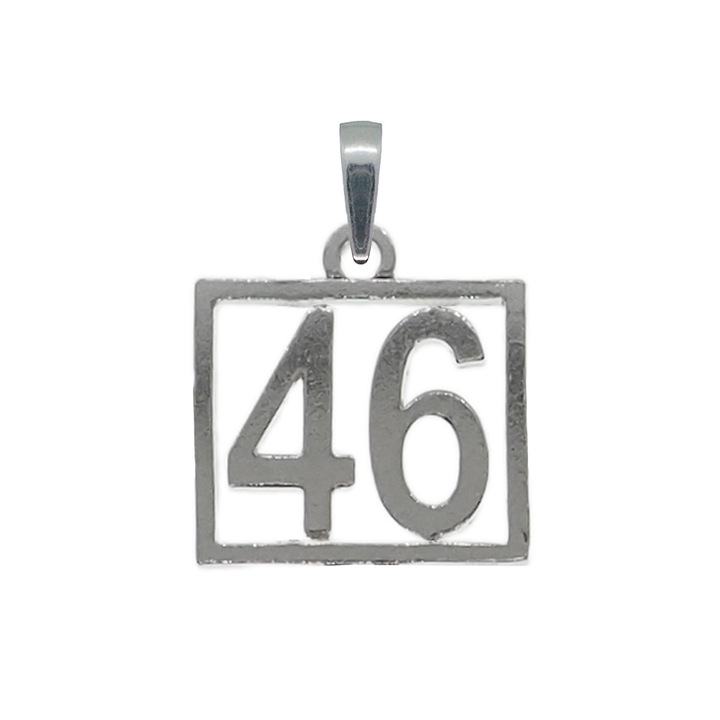 Pandantiv argint Cifra 46 numar norocos cifre aniversare 10254_6275 Dras 46 Argintiu