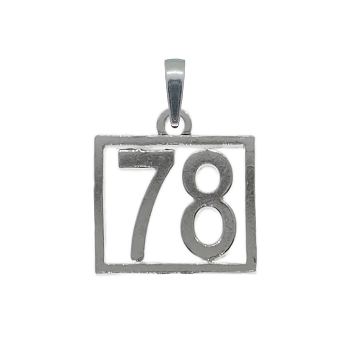 Pandantiv argint Cifra 78 numar norocos cifre aniversare 10247_8275 Dras 7342, Argintiu, 78