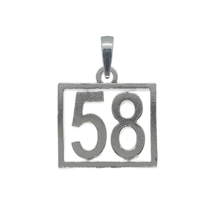 Pandantiv argint Cifra 58 numar norocos cifre aniversare 10255_8275 Dras 58 Argintiu