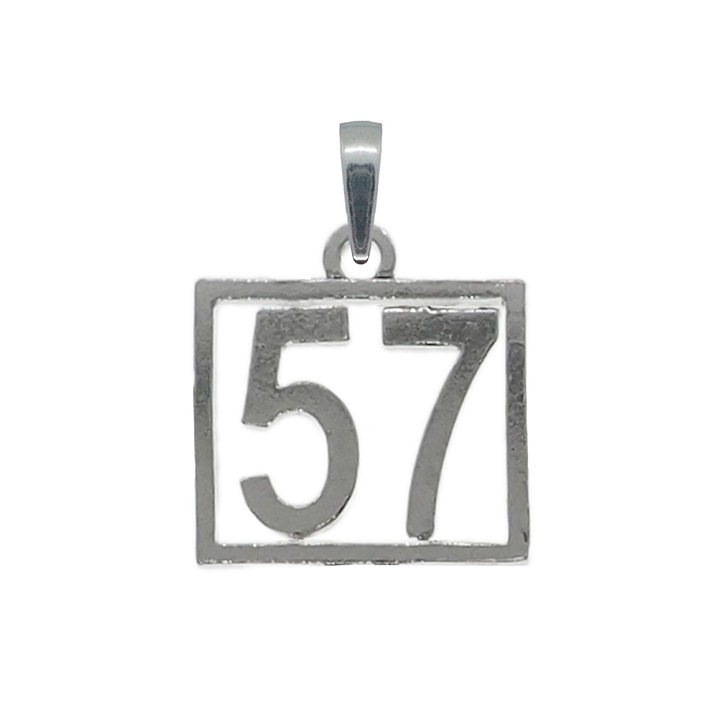 Pandantiv argint Cifra 57 numar norocos cifre aniversare 10255_7275 Dras 7321, Argintiu, 57 CM