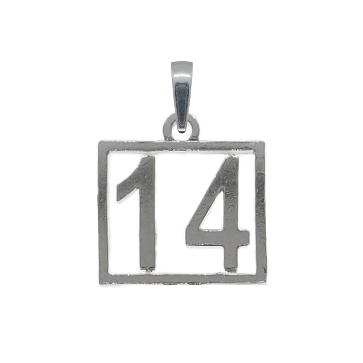 Pandantiv argint Cifra 14 numar norocos cifre aniversare 10251_4275 Dras 14 Argintiu