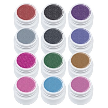 Set gel color Lila Rossa, Series, 12 geluri, Sclipici Set gel color Lila Rossa, Series, 12 geluri, Sclipici