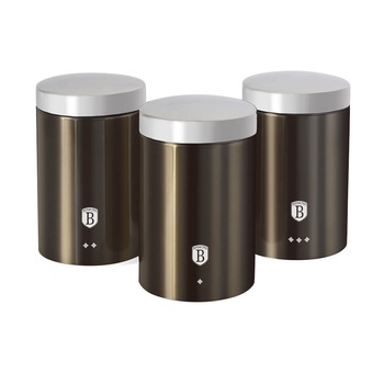 Set 3 recipiente pentru cafea, 1.9 l, ceai si zahar Carbon Metallic Collection Berlinger Haus BH 1348 Set 3 recipiente pentru cafea, 1.9 l, ceai si zahar Carbon Metallic Collection Berlinger Haus BH 1348