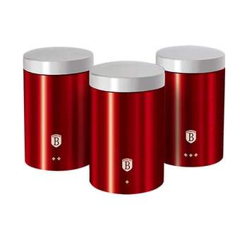 Set 3 recipiente pentru cafea, 1.9 l, ceai si zahar Burgundy Metallic Line Berlinger Haus BH 1343 Set 3 recipiente pentru cafea, 1.9 l, ceai si zahar Burgundy Metallic Line Berlinger Haus BH 1343