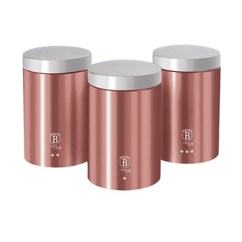 Set 3 recipiente pentru cafea, 1.9 l, ceai si zahar I-Rose Line Collection Berlinger Haus BH-6270 Set 3 recipiente pentru cafea, 1.9 l, ceai si zahar I-Rose Line Collection Berlinger Haus BH-6270