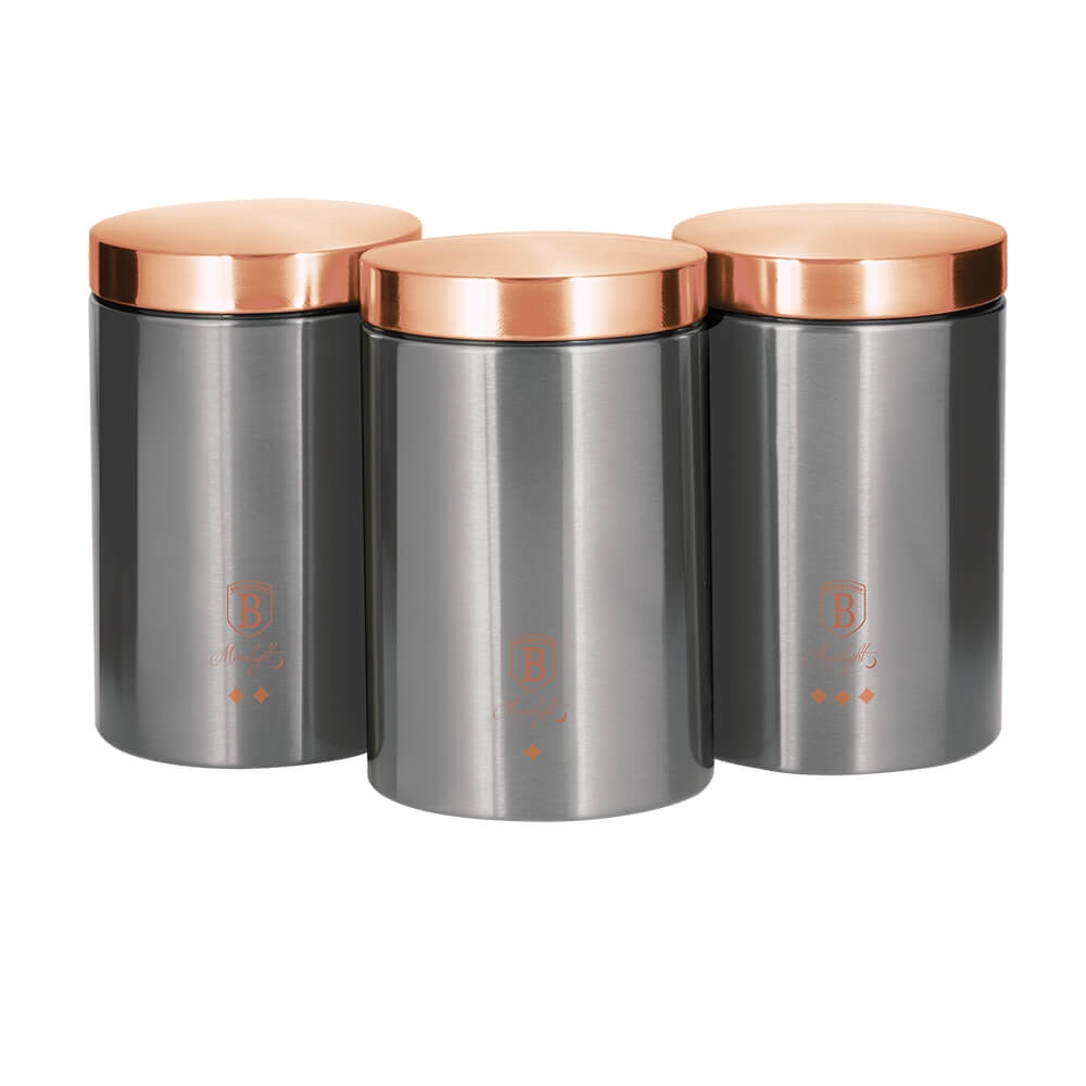 Set 3 recipiente pentru cafea, 1.9 l, ceai si zahar Moonlight Collection Berlinger Haus BH 6273