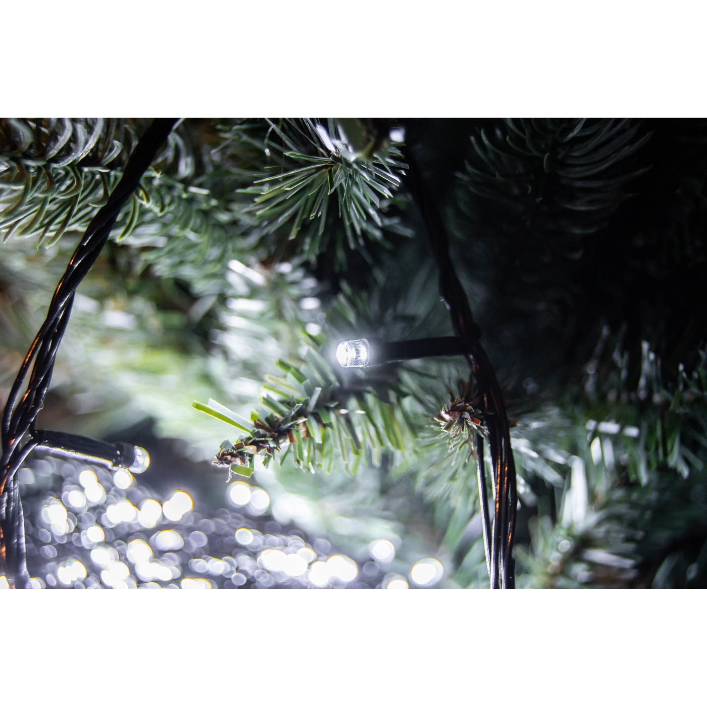 Instalatie Craciun Sirag Standard, Alb rece, V&V 5805, 100 becuri, 8m