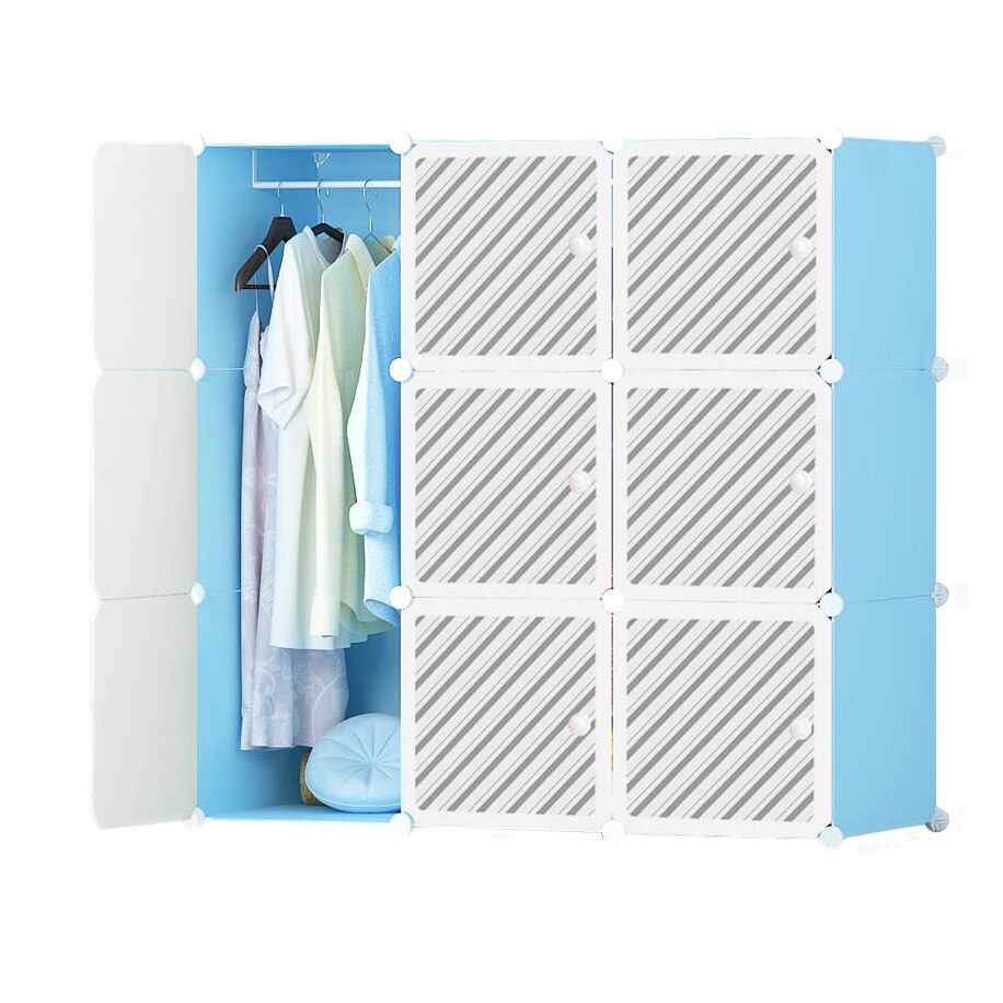 Dulap modular din plastic cu schelet metalic, D3250B, culoare Alb / Albastru, 110 x 110 x 37 cm