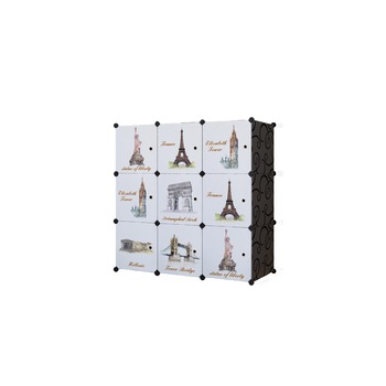 Dulap modular din plastic cu schelet metalic, D3253N, culoare Alb / Negru, 110 x 110 x 37 cm Dulap modular din plastic cu schelet metalic, D3253N, culoare Alb / Negru, 110 x 110 x 37 cm