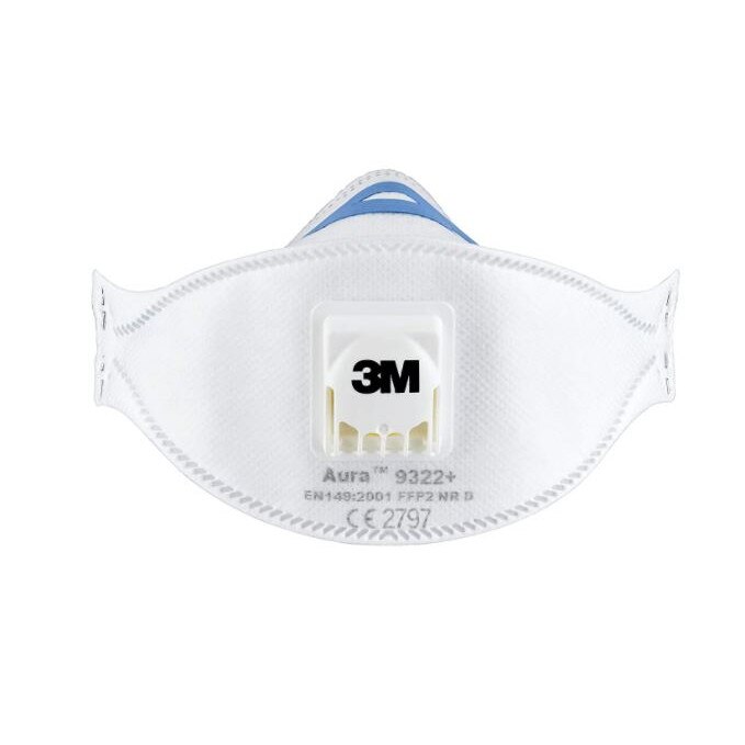 Set 3 masti de protectie respiratorie de particule 3M Aura 9322+, FFP2 NR D, cu valva Cool Flow