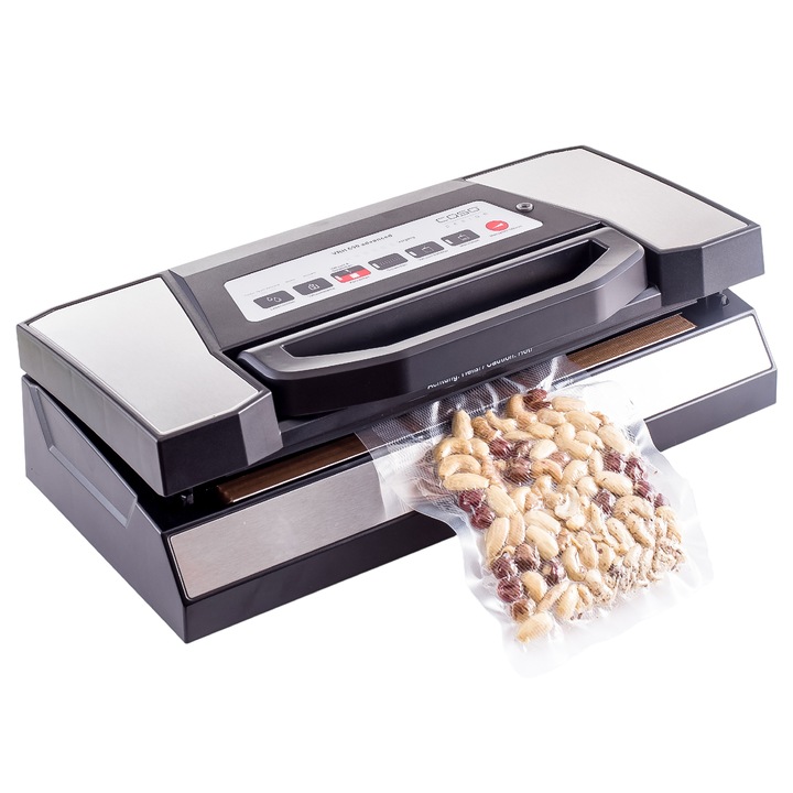Aparat de vidat Caso Germany, VRH 690 Advanced, automat, putere vidare reglabila manual, ideal pentru alimentele sensibile, operare simpla si intuitiva, timp vidare reglabil, pentru produse umede sau uscate, negru/argintiu