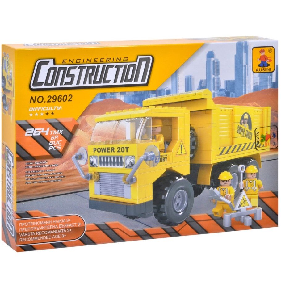 Set de construit camion cu 3 figurine, 264 piese