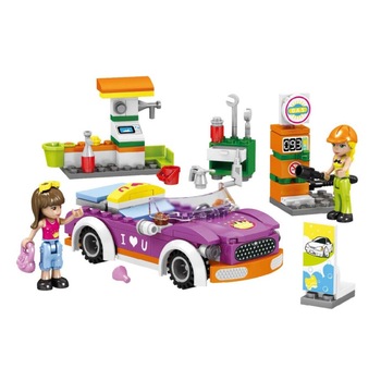 Set de construit benzinarie cu 2 figurine, 180 piese Set de construit benzinarie cu 2 figurine, 180 piese
