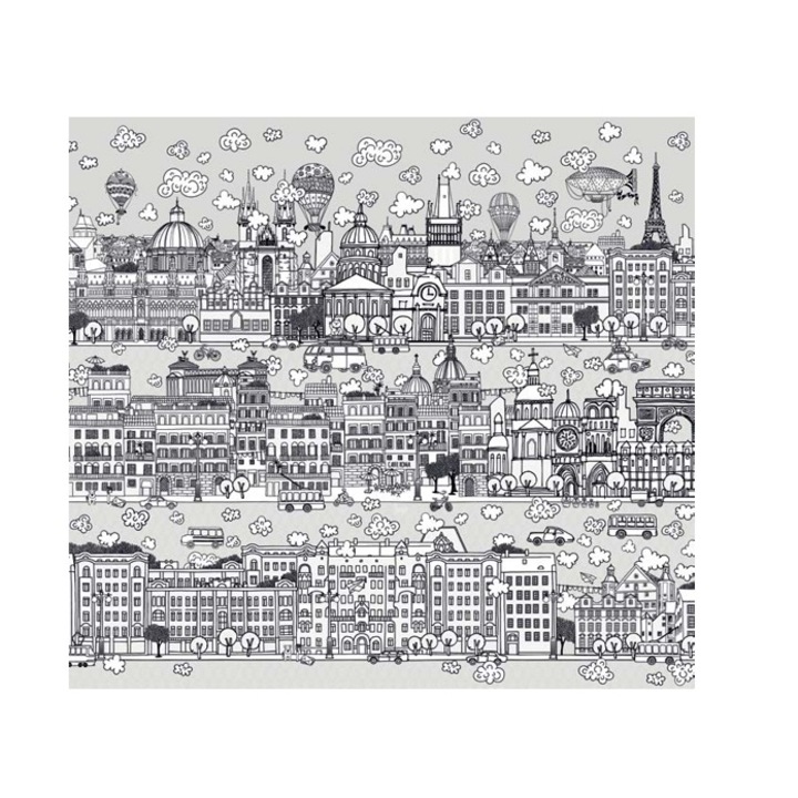 Tapet 3D, texturat, in relief - Kid City 306x280 cm