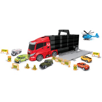 Set de joaca Luna - Camion Transportator masinute - City, 16 piese Set de joaca Luna - Camion Transportator masinute - City, 16 piese