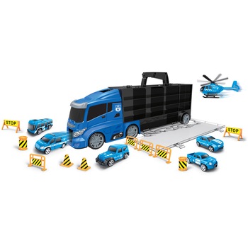 Set de joaca Luna - Camion Transportator masinute - Police, 16 piese Set de joaca Luna - Camion Transportator masinute - Police, 16 piese