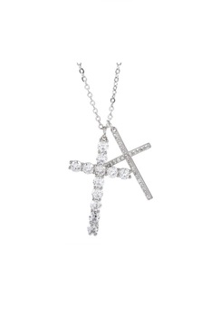 Lant din argint 925 Divine cu 2 pandantive in forma de cruciulita cu pietre de zirconiu, 45 cm, ideali cadou, aniversare, sarbatori, martisor Lant din argint 925 Divine cu 2 pandantive in forma de cruciulita cu pietre de zirconiu, 45 cm, ideali cadou, aniversare, sarbatori, martisor