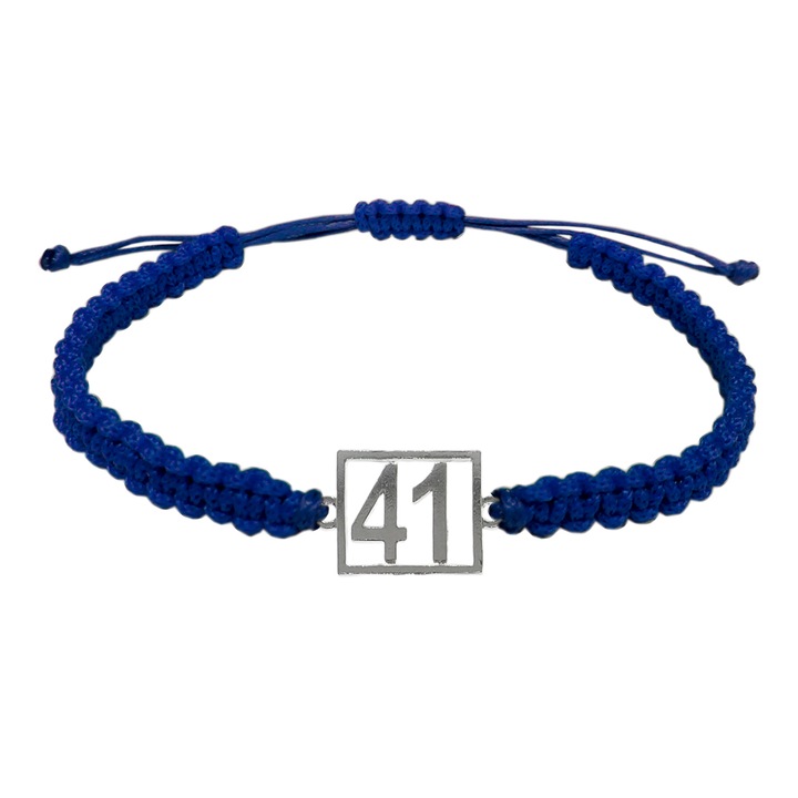 Kézzel készített, személyre szabott kék szál karkötő Szám 41 ezüst szerencseszám évfordulós számok 10254_1260 Dras 8240