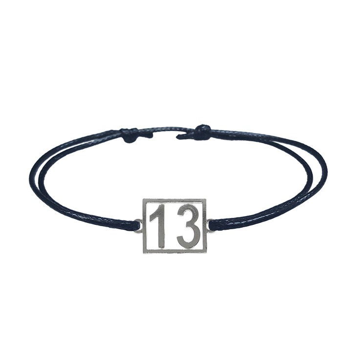 Bratara snur negru personalizata Cifra 13 argint numar norocos cifre aniversare 10251_3260 Dras 8032