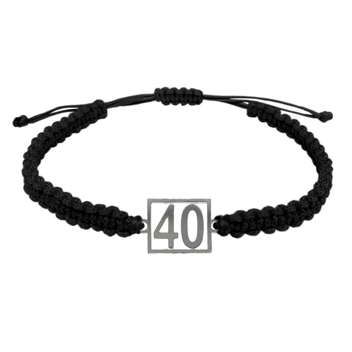 Kézzel készített, személyre szabott kék szál karkötő 40-es számú ezüst szerencseszám évfordulós számok 10254_0260 Dras 8239