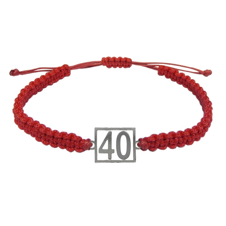 Bratara snur albastru impletita manual personalizata Cifra 40 argint numar norocos cifre aniversare 10254_0260 Dras 8239