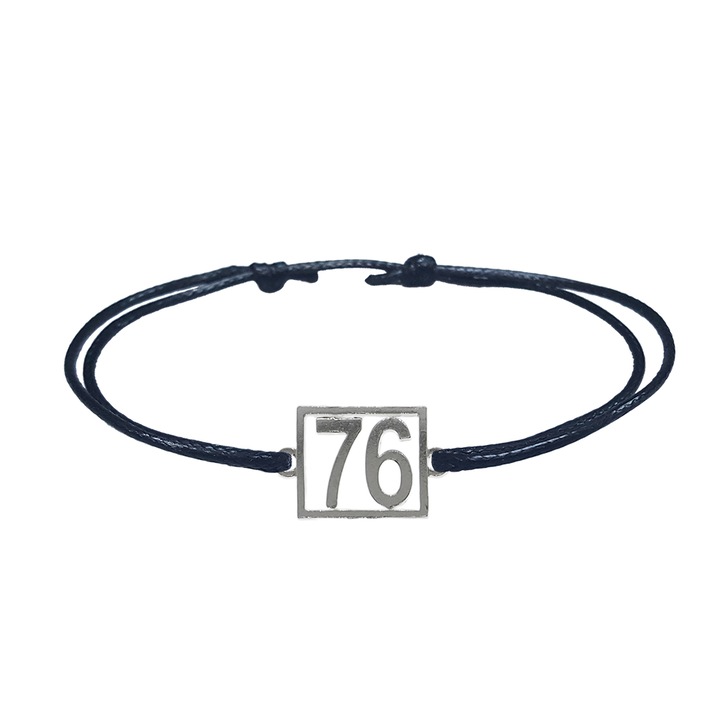 Bratara snur negru personalizata Cifra 76 argint numar norocos cifre aniversare 10247_6260 Dras 8095