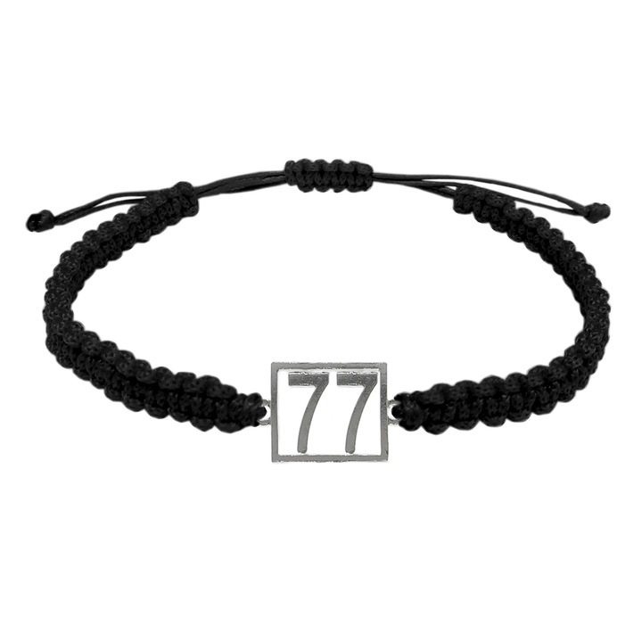 Kézzel készített, személyre szabott kék szál karkötő 77-es számú ezüst szerencseszám évfordulós számok 10247_7260 Dras 8276