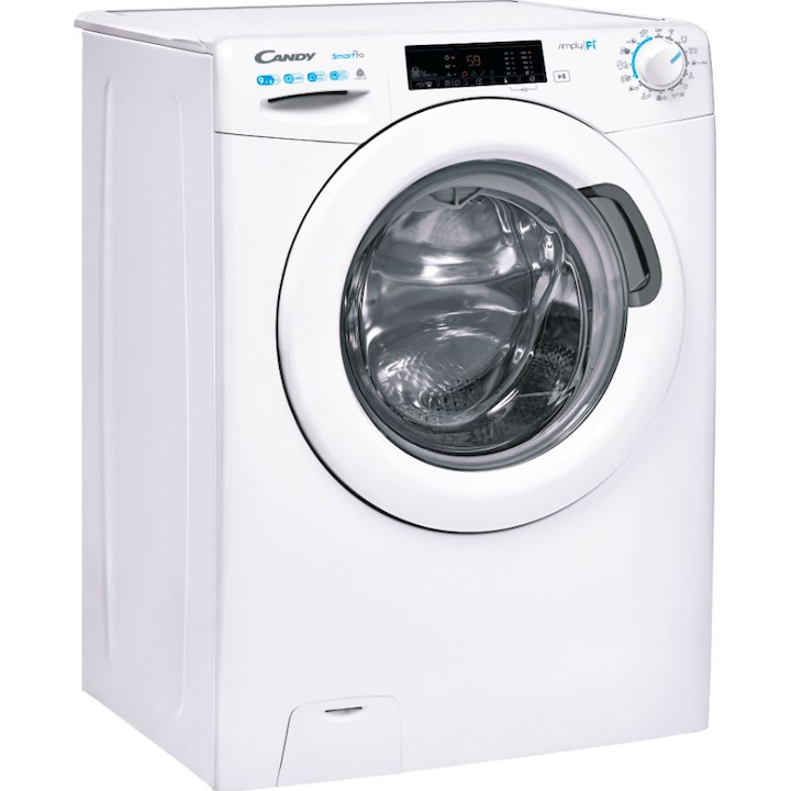 Пералня със сушилня Candy Smart Pro CSOW 4965TWE/1-S, Пране 9 кг, Сушене 6 кг, 1400 об/мин, Клас С, WiFi, Active Motion Systems, Steam, Kg Detector, Бял