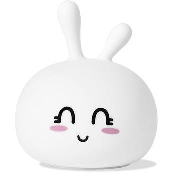 Lampa de veghe portabila cu 7 culori de LEDuri, silicon BPA-free, lavabila, reincarcabila USB, touch-control, Iepurasul Vesel Lampa de veghe portabila cu 7 culori de LEDuri, silicon BPA-free, lavabila, reincarcabila USB, touch-control, Iepurasul Vesel