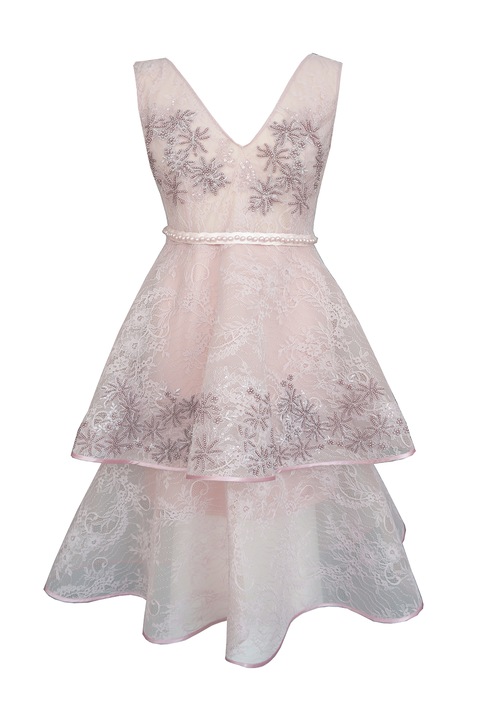 ambar studio, Разкроена рокля Marlene с шпиц, Бледо розово, S
