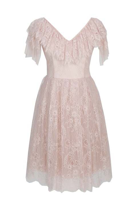 ambar studio, Vanessa V-nyakú csipkés ruha, Rózsaszín
