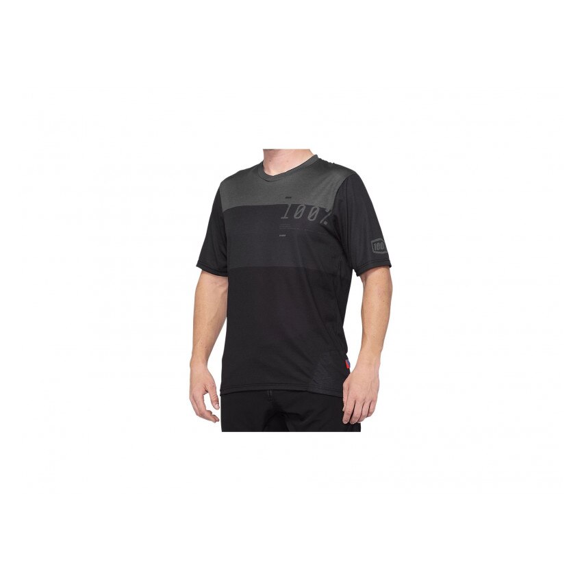 Tricou 100%, Airmatic jersey charcoal/black, Negru, SM