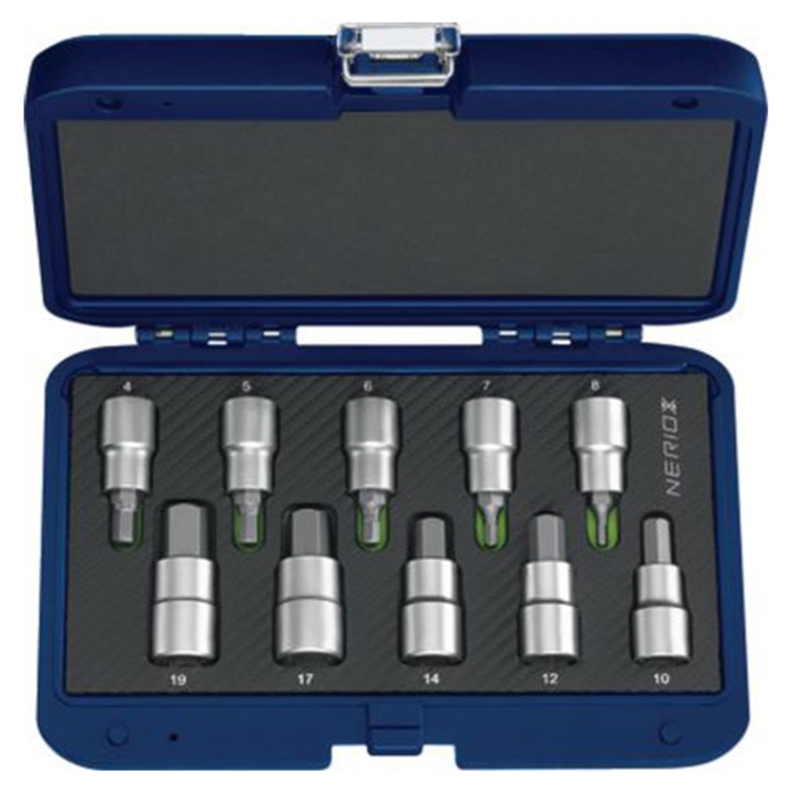 Set de biti pentru chei tubulare, prindere 1/2, 10 piese, Neriox, 428590.0100