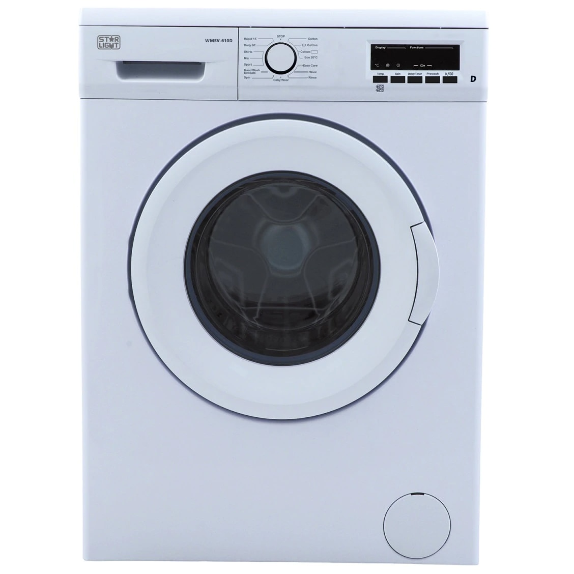 Masina de spalat rufe SLIM Star-Light WMSV-610D, 6 kg, 1000 RPM, Clasa D, Display LED, Alb