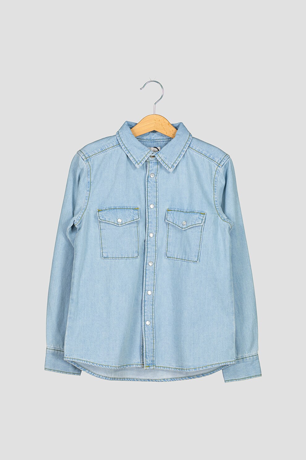 Pepe Jeans London, Camasa din chambray cu buzunare cu clapa, Albastru deschis