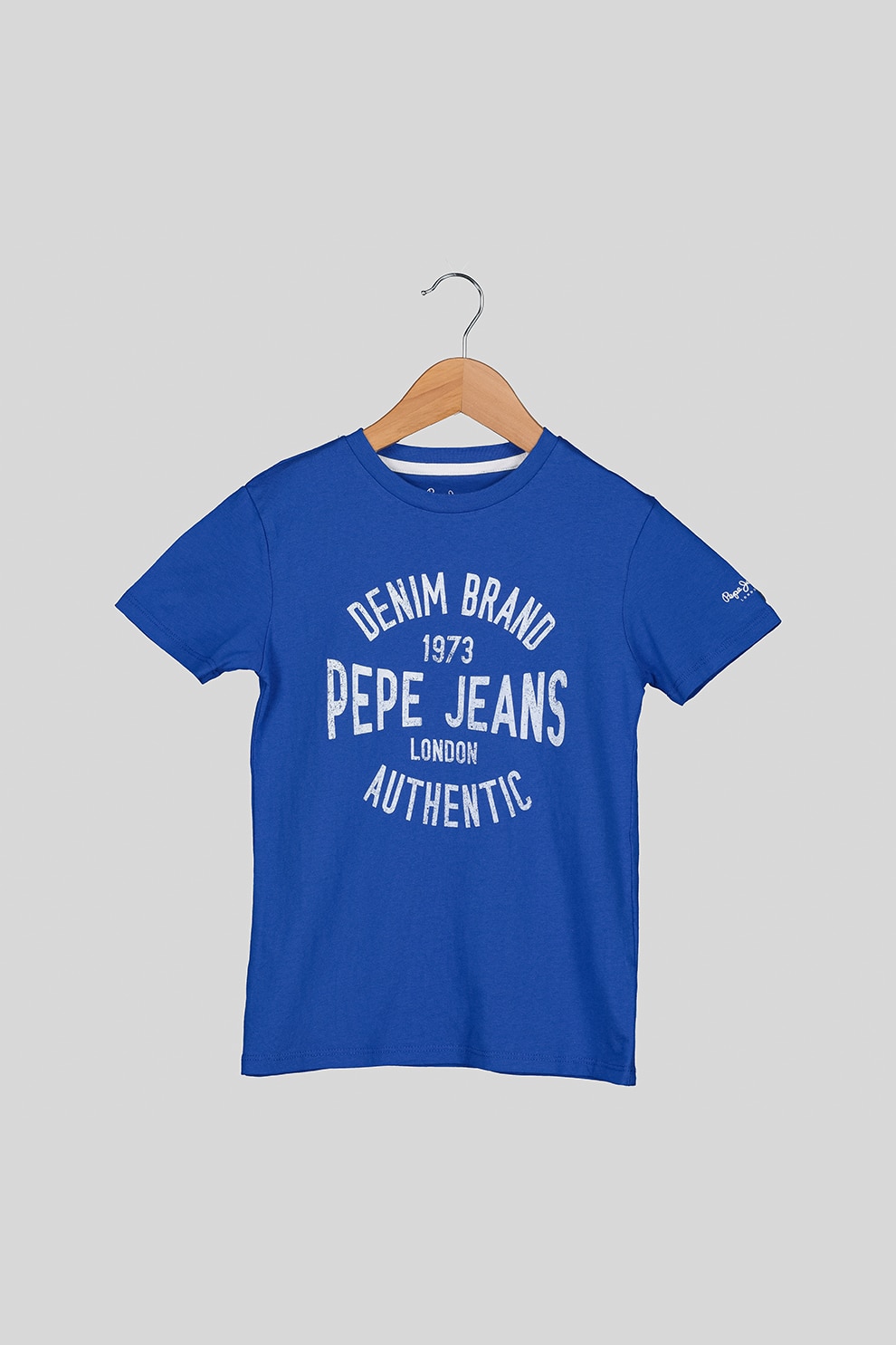 Pepe Jeans London, Tricou cu imprimeu logo si decolteu la baza gatului Jack, Albastru/Alb, 105 CM