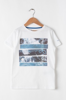 Pepe Jeans London, Tricou cu imprimeu foto Kelly, Alb/Bej deschis/Bleumarin Pepe Jeans London, Tricou cu imprimeu foto Kelly, Alb/Bej deschis/Bleumarin