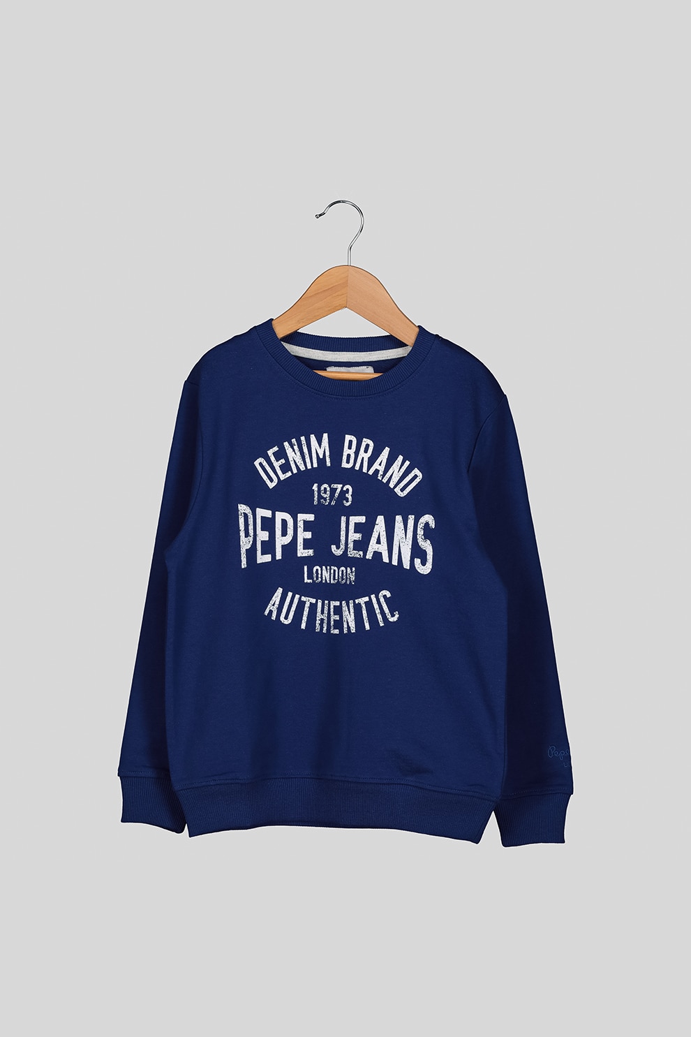 Pepe Jeans London, Bluza sport cu logo si text Paul, Albastru inchis, 116 CM