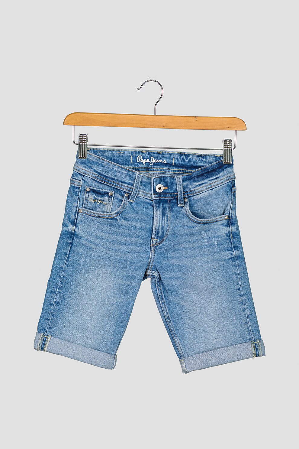 Pepe Jeans London, Bermude de denim Becket, Albastru deschis