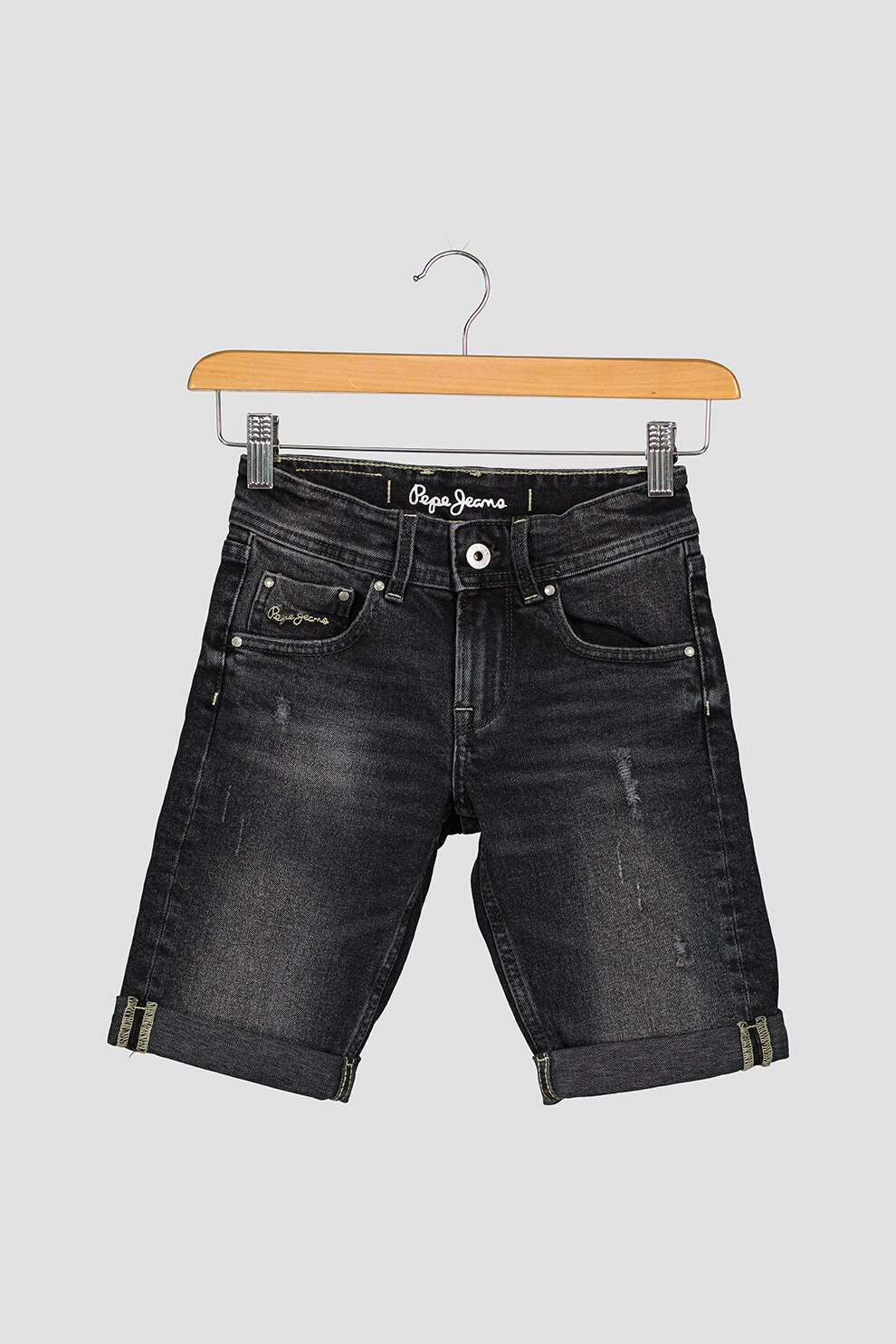 Pepe Jeans London, Bermude de denim Becket, Negru stins