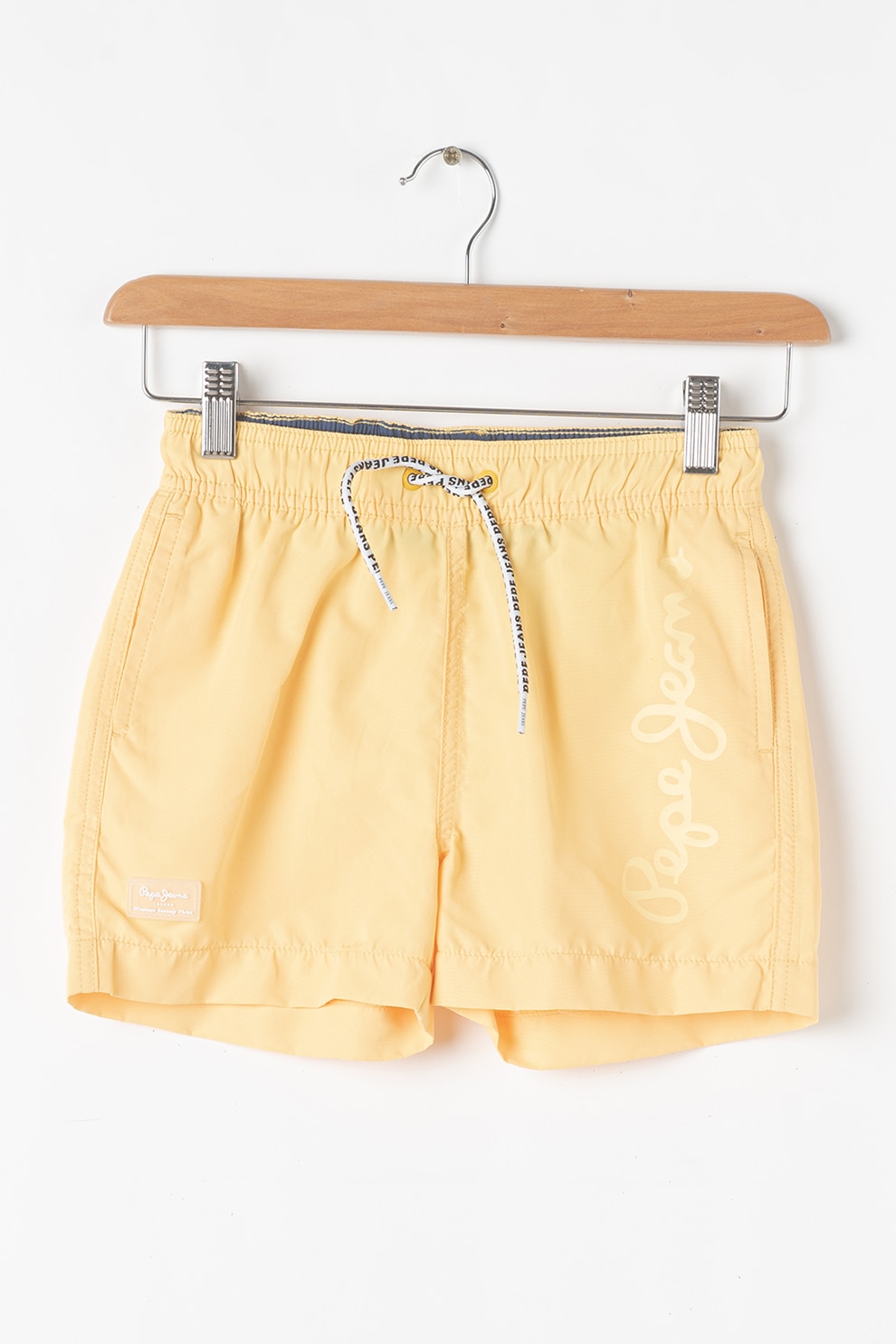 Pepe Jeans London, Pantaloni scurti de baie cu detaliu logo Guido, Galben, 188 CM