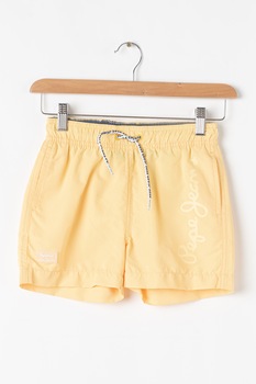 Pepe Jeans London, Pantaloni scurti de baie cu detaliu logo Guido, Galben, 188 CM Pepe Jeans London, Pantaloni scurti de baie cu detaliu logo Guido, Galben, 188 CM
