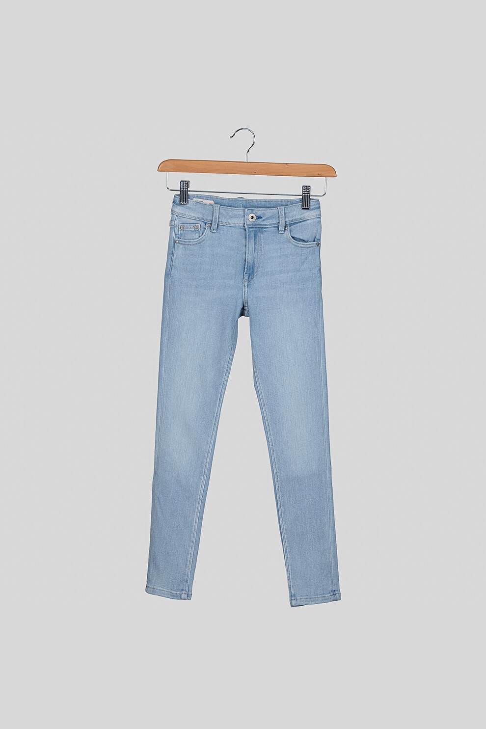 Pepe Jeans London, Blugi skinny cu aspect decolorat Pixlette, Albastru deschis