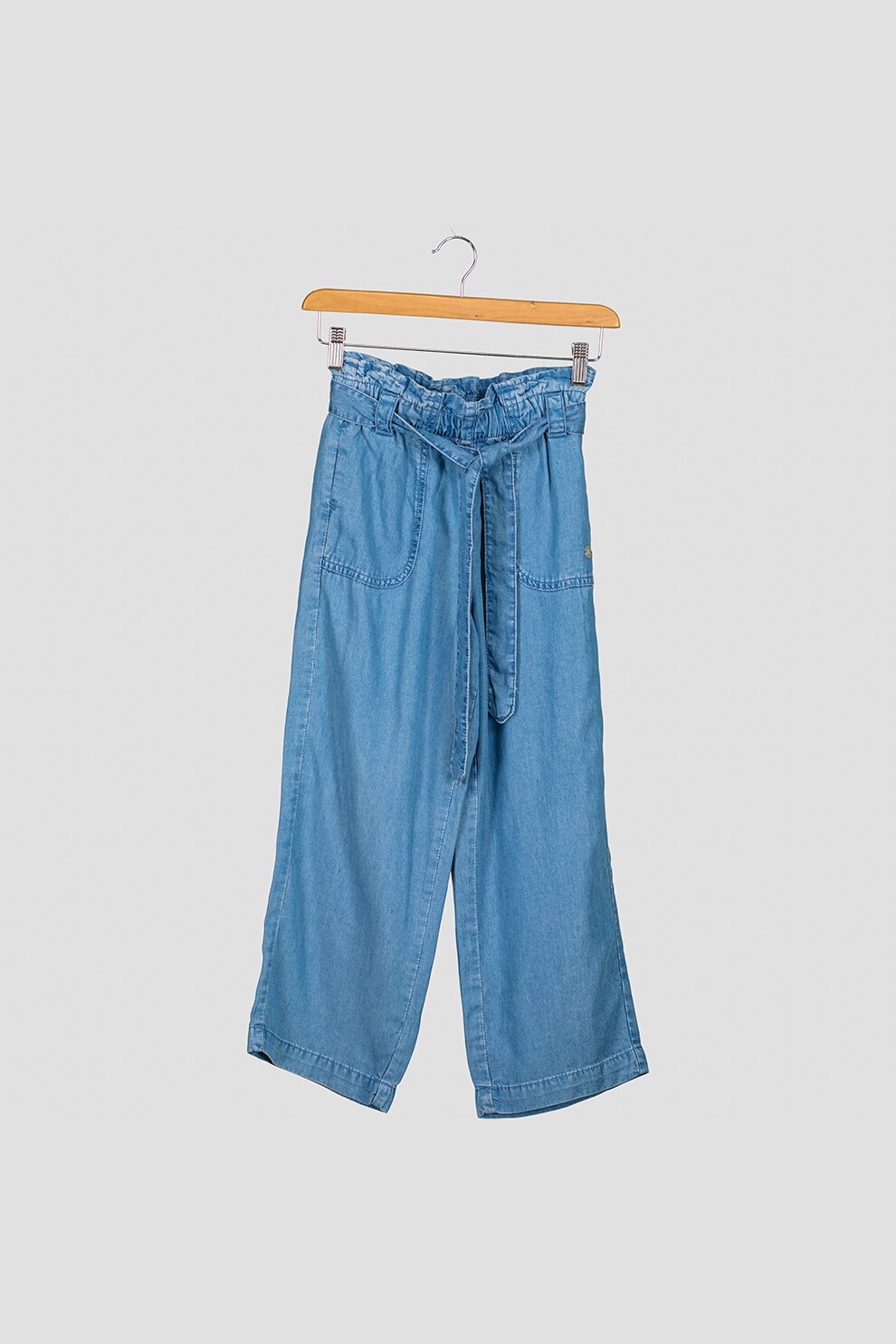 Pepe Jeans London, Pantaloni chambray cu croiala ampla Rosalia, Albastru