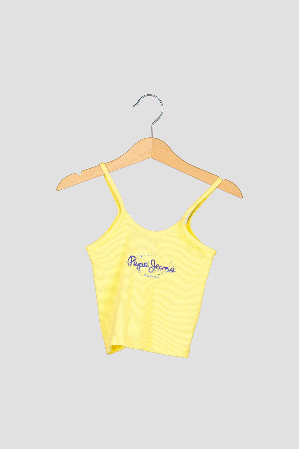 Pepe Jeans London, Top crop slim fit Anastasia, Galben/Bleumarin