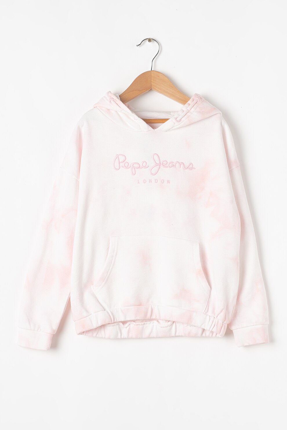 Pepe Jeans London, Hanorac cu imprimeu tie-dye Sylvie, Roz pal/Alb