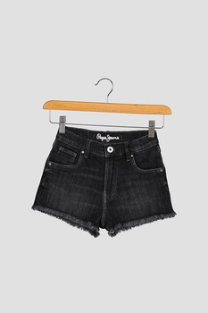 Pepe Jeans London, Pantaloni scurti de denim cu aspect decolorat, Negru stins Pepe Jeans London, Pantaloni scurti de denim cu aspect decolorat, Negru stins