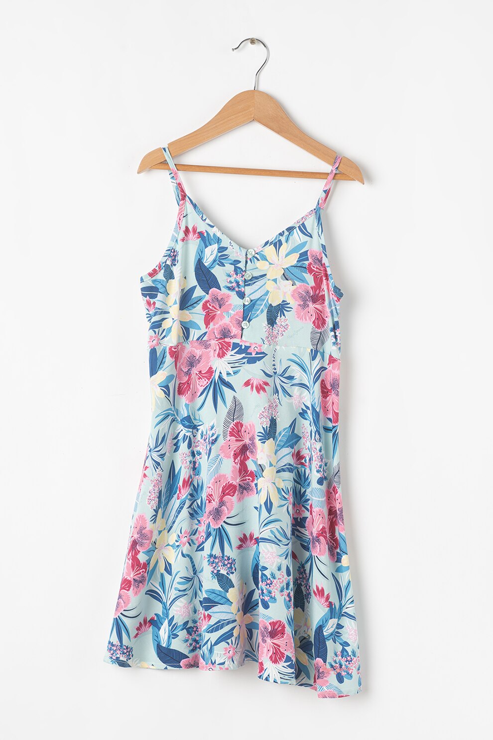 Pepe Jeans London, Rochie cu imprimeu floral Abby, Albastru aquamarin/roz/alb