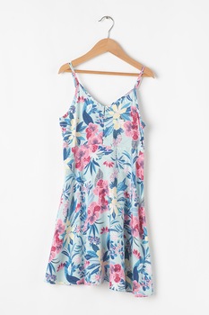 Pepe Jeans London, Rochie cu imprimeu floral Abby, Albastru aquamarin/roz/alb Pepe Jeans London, Rochie cu imprimeu floral Abby, Albastru aquamarin/roz/alb